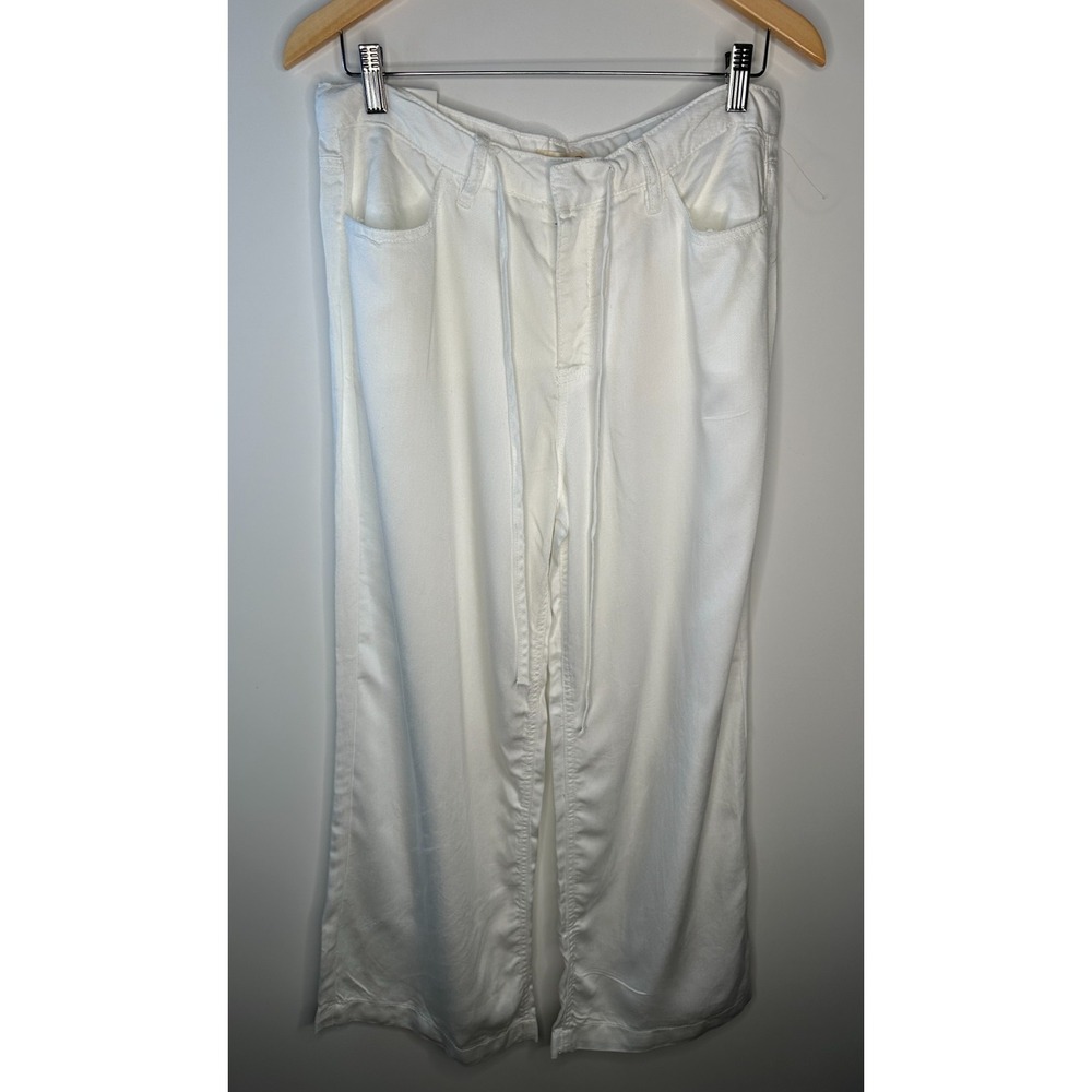 OAT New York White Wide Leg Lyocell Tie Waist Pant Size 10 NWOT Beach Resortwear - Picture 2 of 16